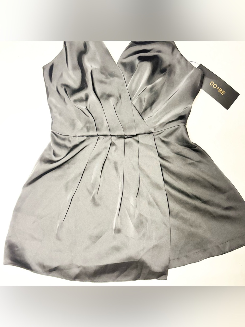 DO+BE Black Halter V-Neck Satin Mini Dress - Picture 3 of 8